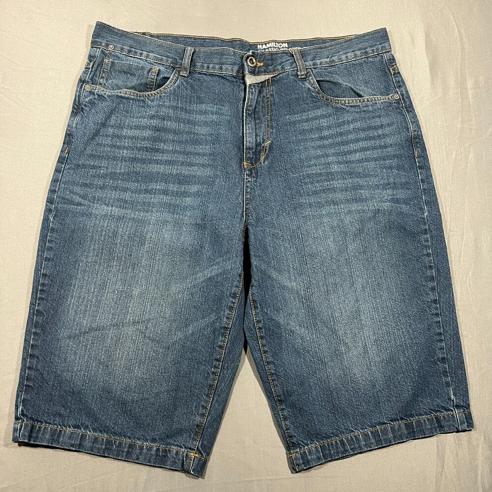 Sean John Hamilton Classic Relaxed Fit Bermuda Shorts Men 38 Blue Denim Cotton